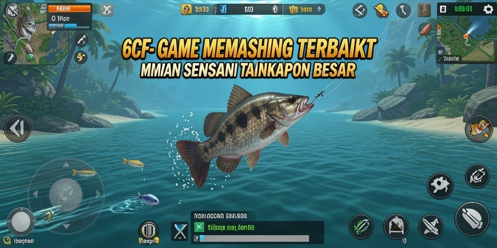Screenshot gameplay 6CF menampilkan tindakan menegangkan saat memancing.