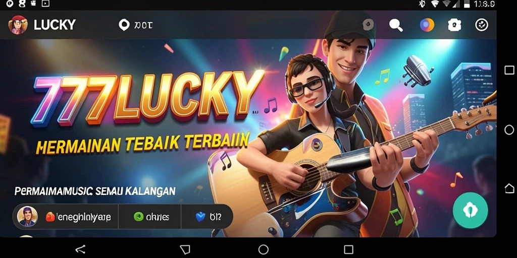 Screenshot gameplay 777LUCKY dengan tampilan menarik dan fitur permainan musik.