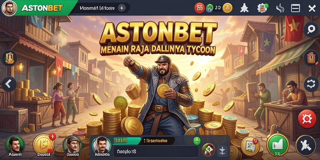 Tampilan gameplay ASTONBET menampilkan interaksi bisnis yang seru dan strategis.