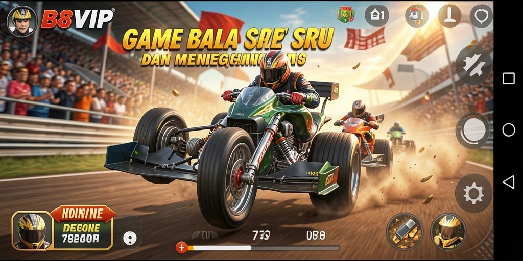 Tampilan gameplay B8VIP yang mendebarkan saat balapan.