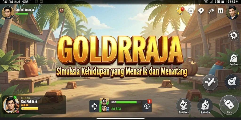 Screenshot gameplay <strong>GOLDRAJA</strong> menampilkan interaksi karakter dan aktivitas di dunia simulasi.