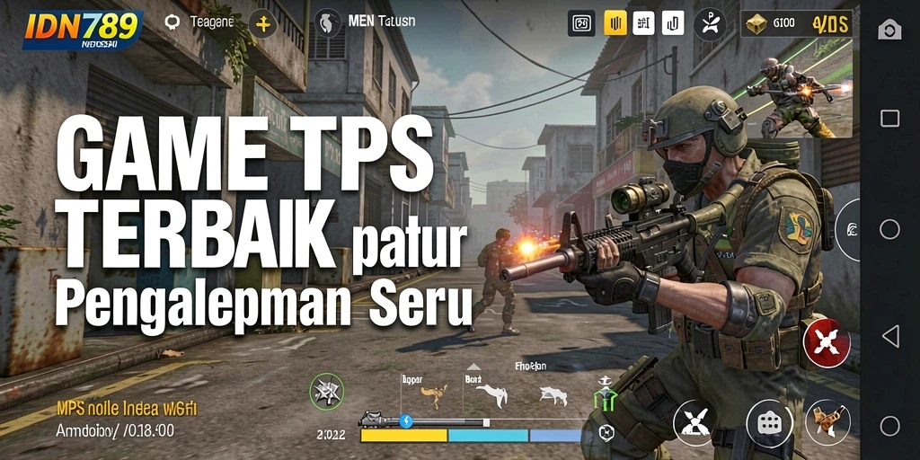 Screenshot permainan <strong>IDN789</strong> menunjukkan aksi tembak-menembak yang mendebarkan di medan perang.