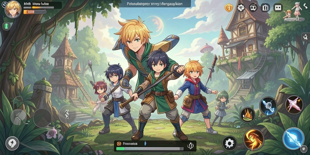 Tampilan gameplay JPS88 dengan karakter anime yang dinamis dan penuh warna.