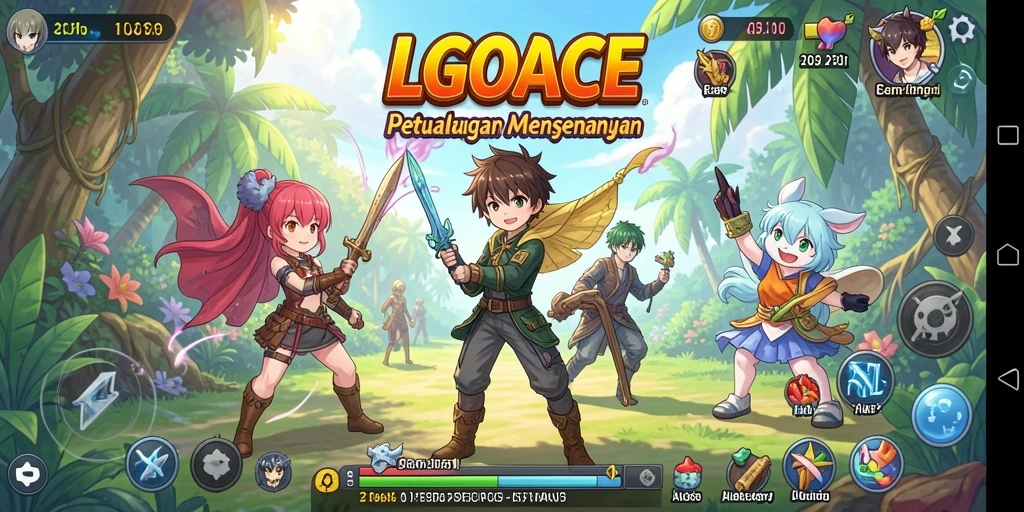 Screenshot gameplay menunjukkan karakter Anime yang sedang bertempur.