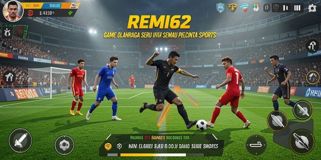 Tampilan antarmuka dan gameplay seru dari game olahraga REMI62.